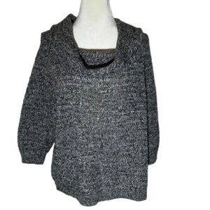 New York & Company Black and White Cowl Neck Sweater - Large